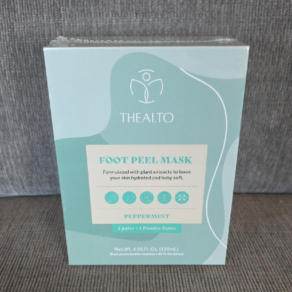 Thealto Foot Peel Mask, Peppermint, New,‎ 2 Pairs + 1 Pumice Stone
